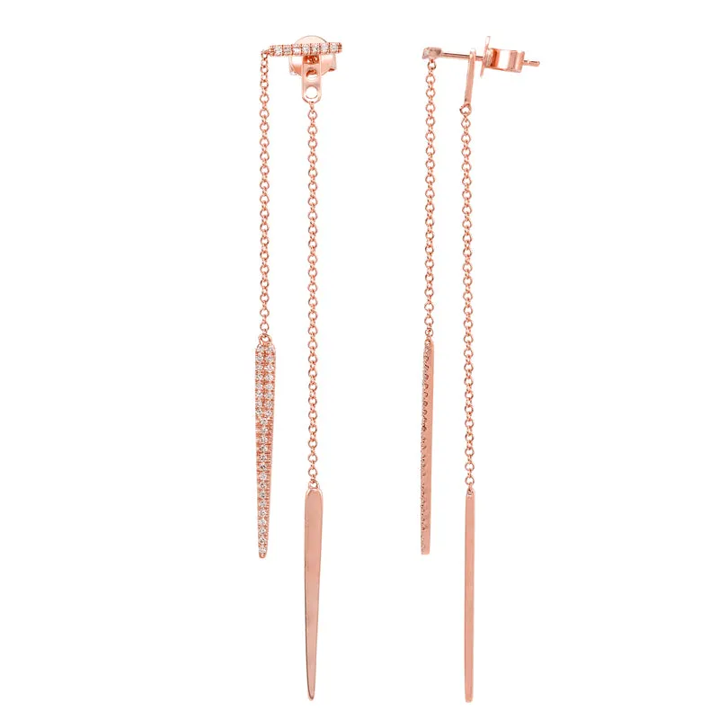 14k Yellow Gold Diamond Drop Earrings