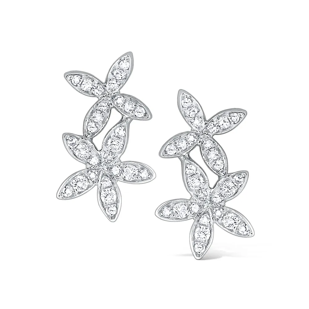 14k Yellow Gold Double Flower Earrings