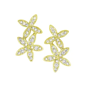 14k Yellow Gold Double Flower Earrings