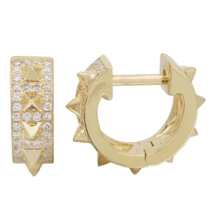 14k Yellow Gold Spike Huggy Earrings