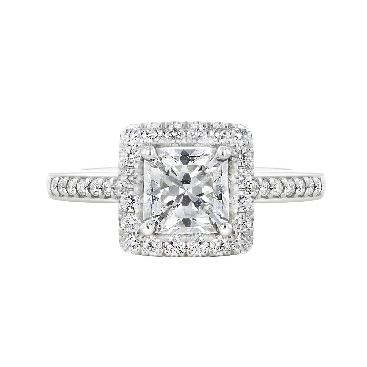 1.80ct Princess Cut Diamond Halo | Pre-Loved | Platinum