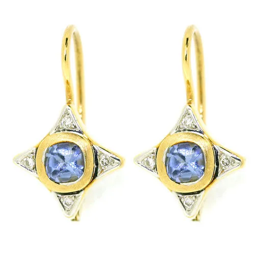 18ct Gold Sapphire & Diamond Earrings