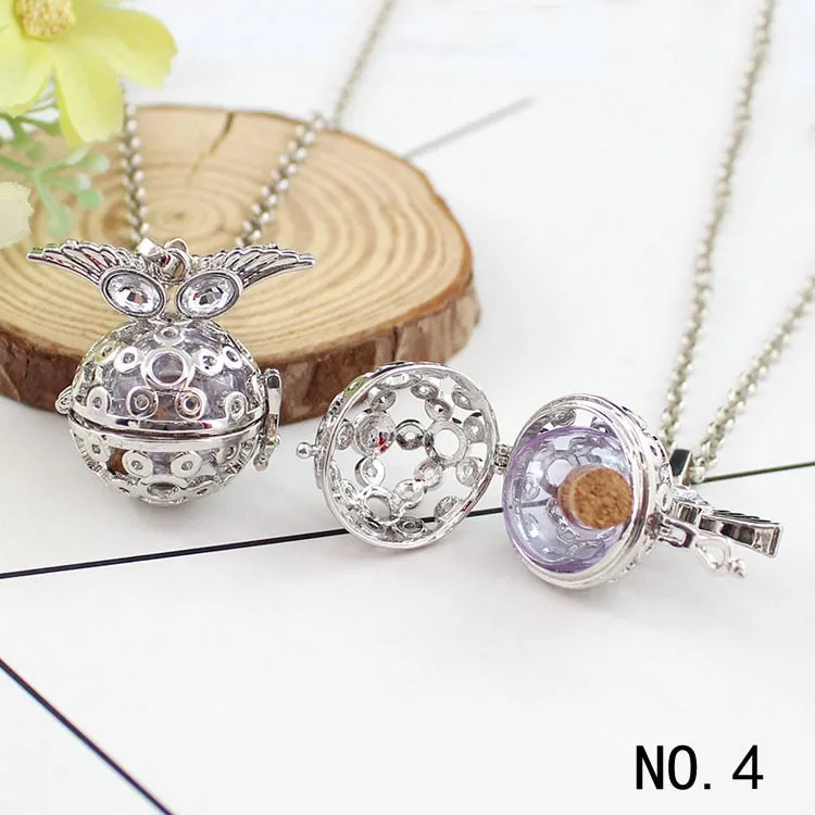 1PC Angel Wing Hollow Cage Locket Pendant with glass ball Memory Locket Pendant Cremation Jewelry Fillable Jewelry