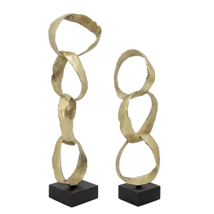 20" Metal Stacking Rings Sculpture - Gold
