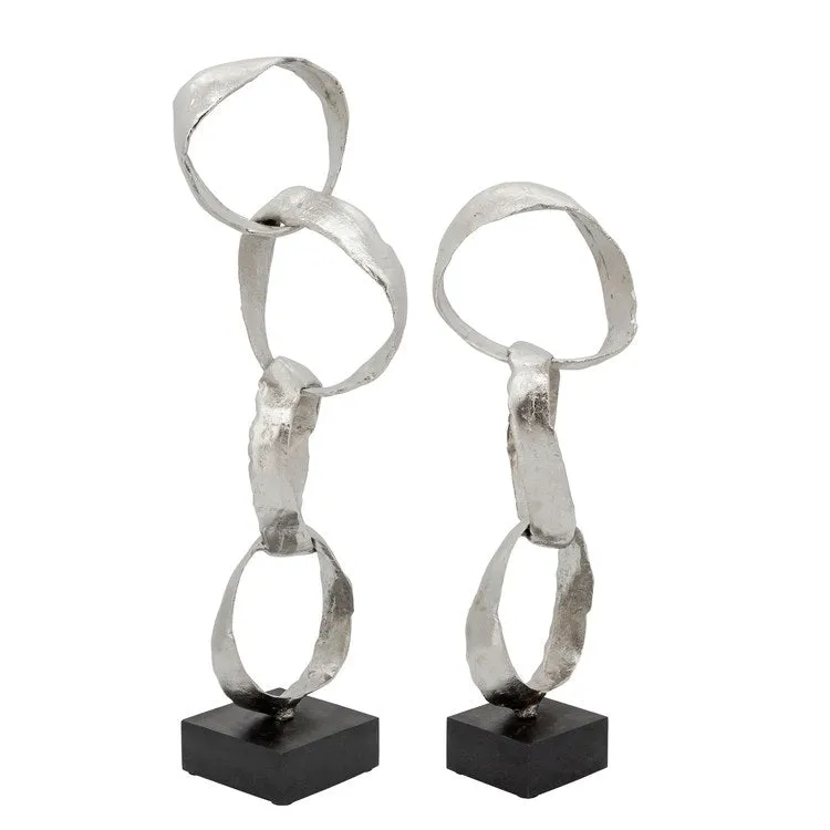 20" Metal Stacking Rings Sculpture - Silver