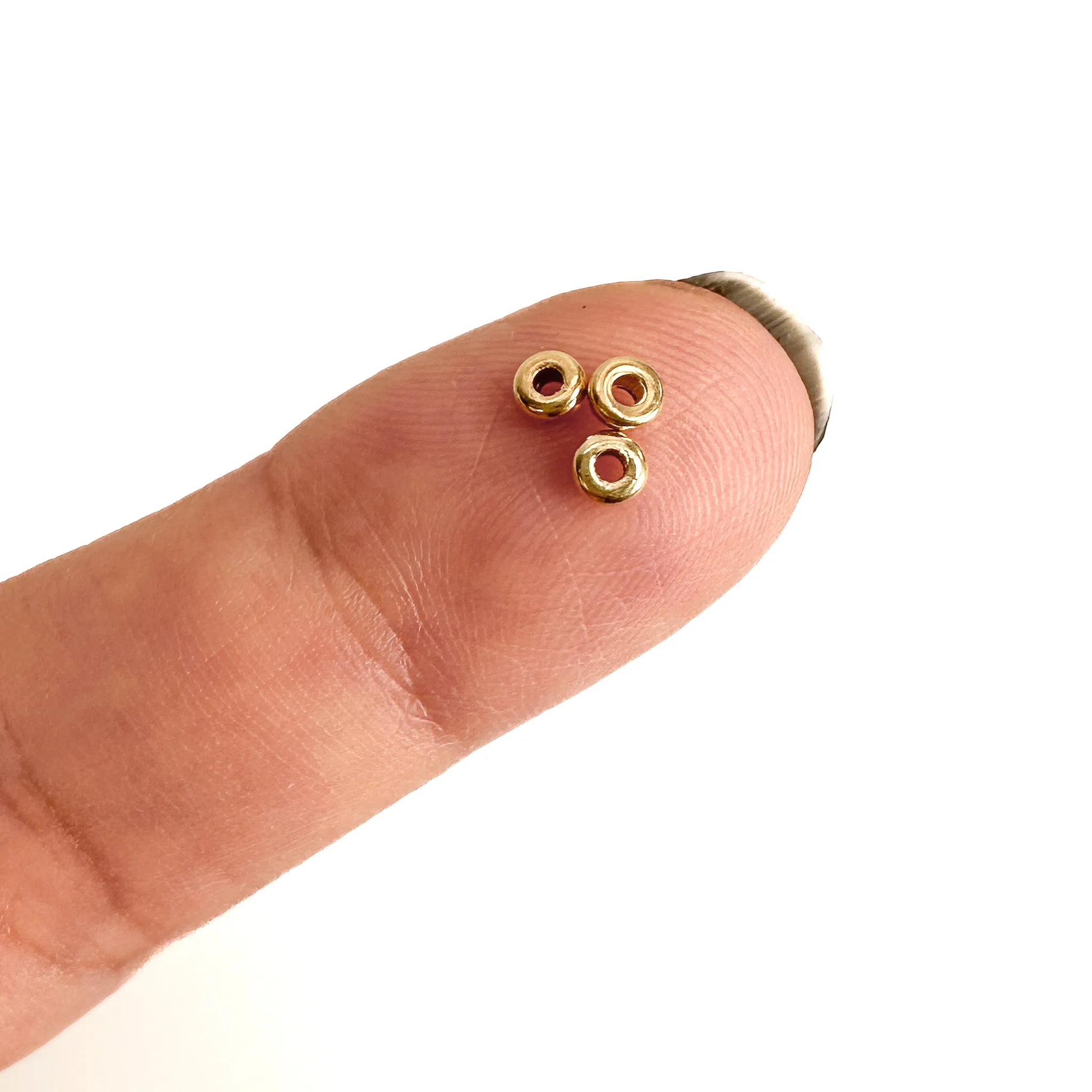 3mm Rustic Rondelle Bead - Gold (10 pc/M154)