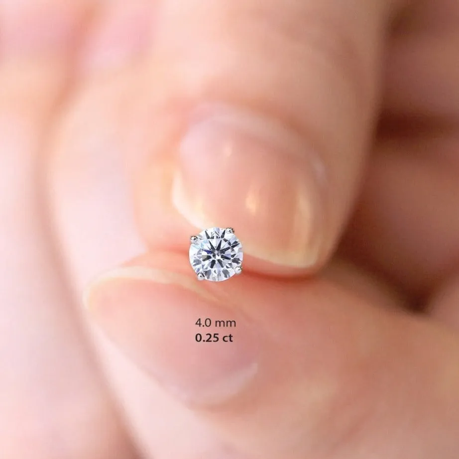 4 Prong Solitaire Stud Brilliant Cut Diamond Earrings