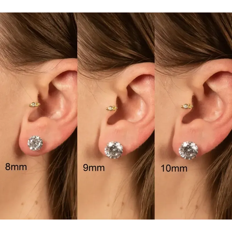 4 Prong Solitaire Stud Brilliant Cut Diamond Earrings