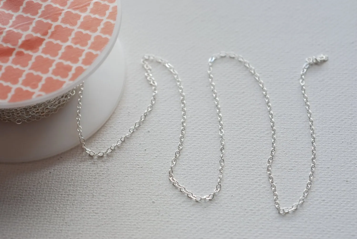 5 ft Sterling Silver Flat Cable Chain- 1.3mm, Silver Chain, Sterling Silver Chain, Wholesale Sterling Silver or Gold Filled Chain