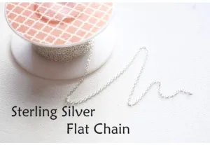 5 ft Sterling Silver Flat Cable Chain- 1.3mm, Silver Chain, Sterling Silver Chain, Wholesale Sterling Silver or Gold Filled Chain