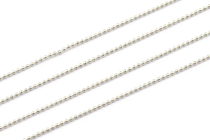 5 M. 1mm Silver Tone Brass  Ball Chain - W69-1 Z044