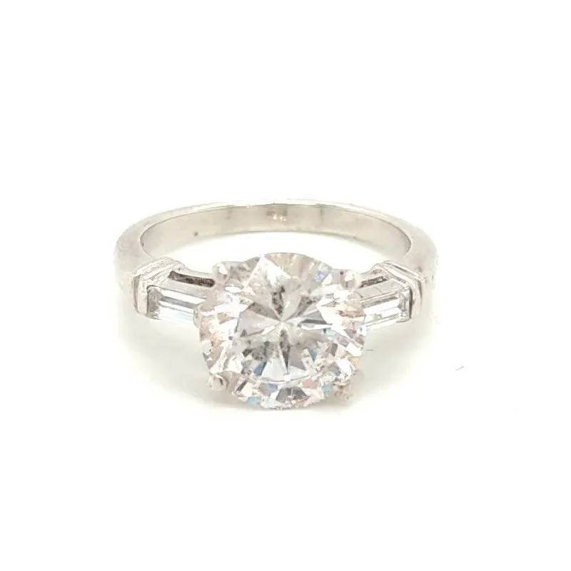 925 Silver 3 Stone Ring P 4.6 Preowned
