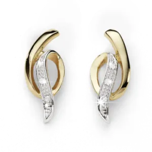 9CT DIAMOND RIBBON STUDS