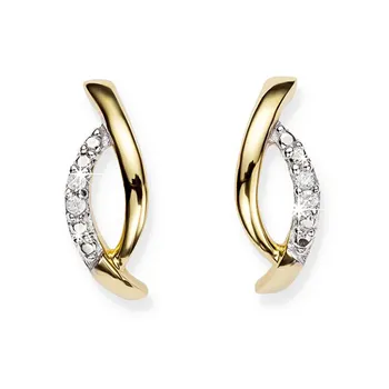 9CT Diamond Set Cross Wrap Stud Earrings CH13039