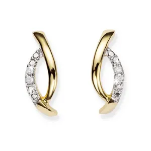 9CT Diamond Set Cross Wrap Stud Earrings CH13039