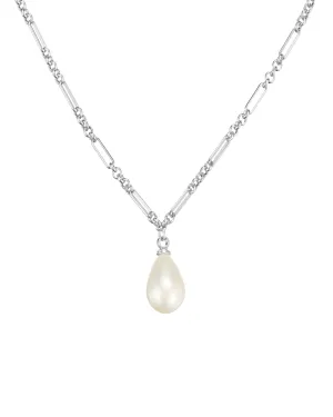 Adorned Pearl Drop Necklace in Silver