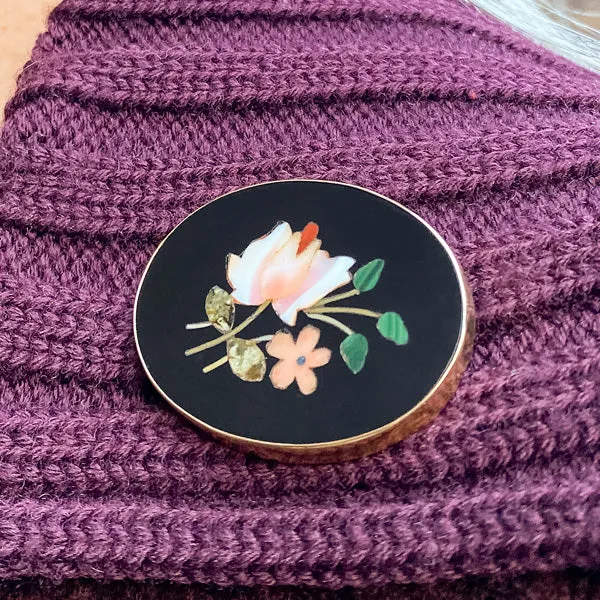 Antique Pietra Dura Pin