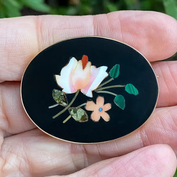 Antique Pietra Dura Pin