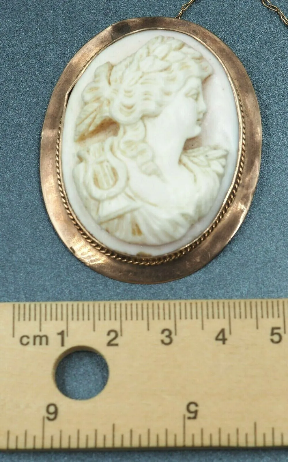 Antique Pink Conch Shell Cameo 9ct Rose Gold Brooch - c.1880