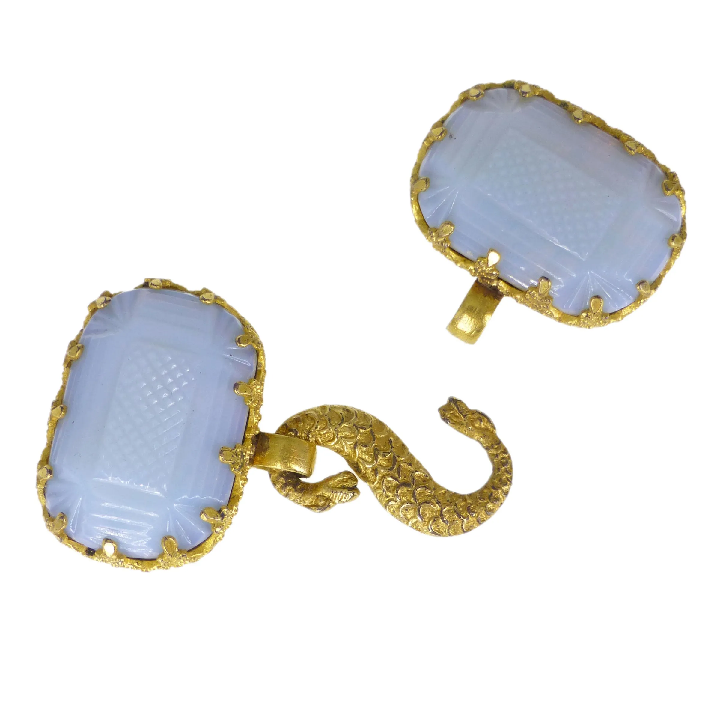 Antique Pink Opaline Glass Snake Buckle