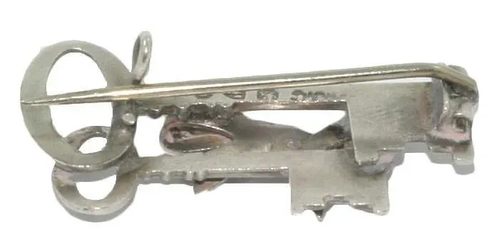 Antique Victorian 1897 Silver Key Brooch