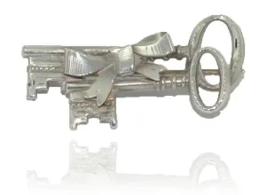 Antique Victorian 1897 Silver Key Brooch