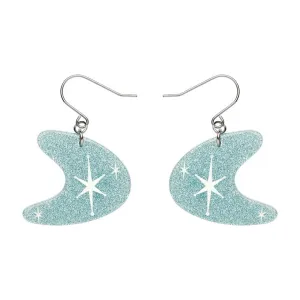 Atomic Boomerang Glitter Drop Earrings - Blue