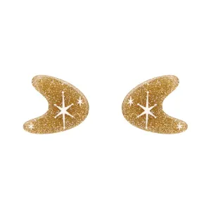 Atomic Boomerang Glitter Stud Earrings - Gold