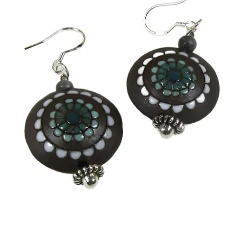 Black & White Artisan Bead Drop Earrings
