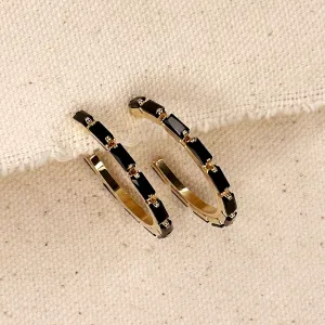 Black Baguette Hoop Earrings