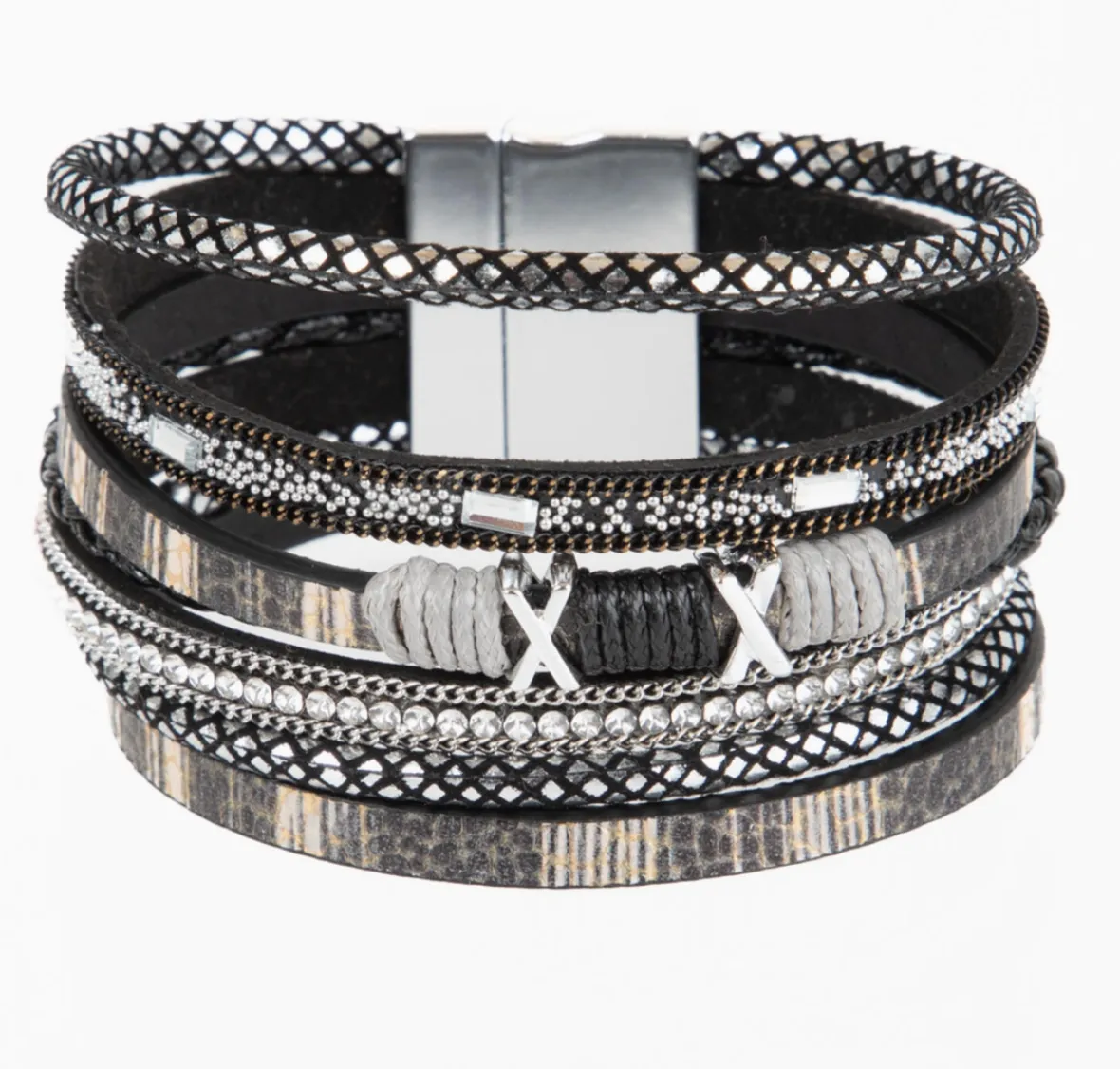 Black Sweet Sands Multi Strand Leather Bracelet