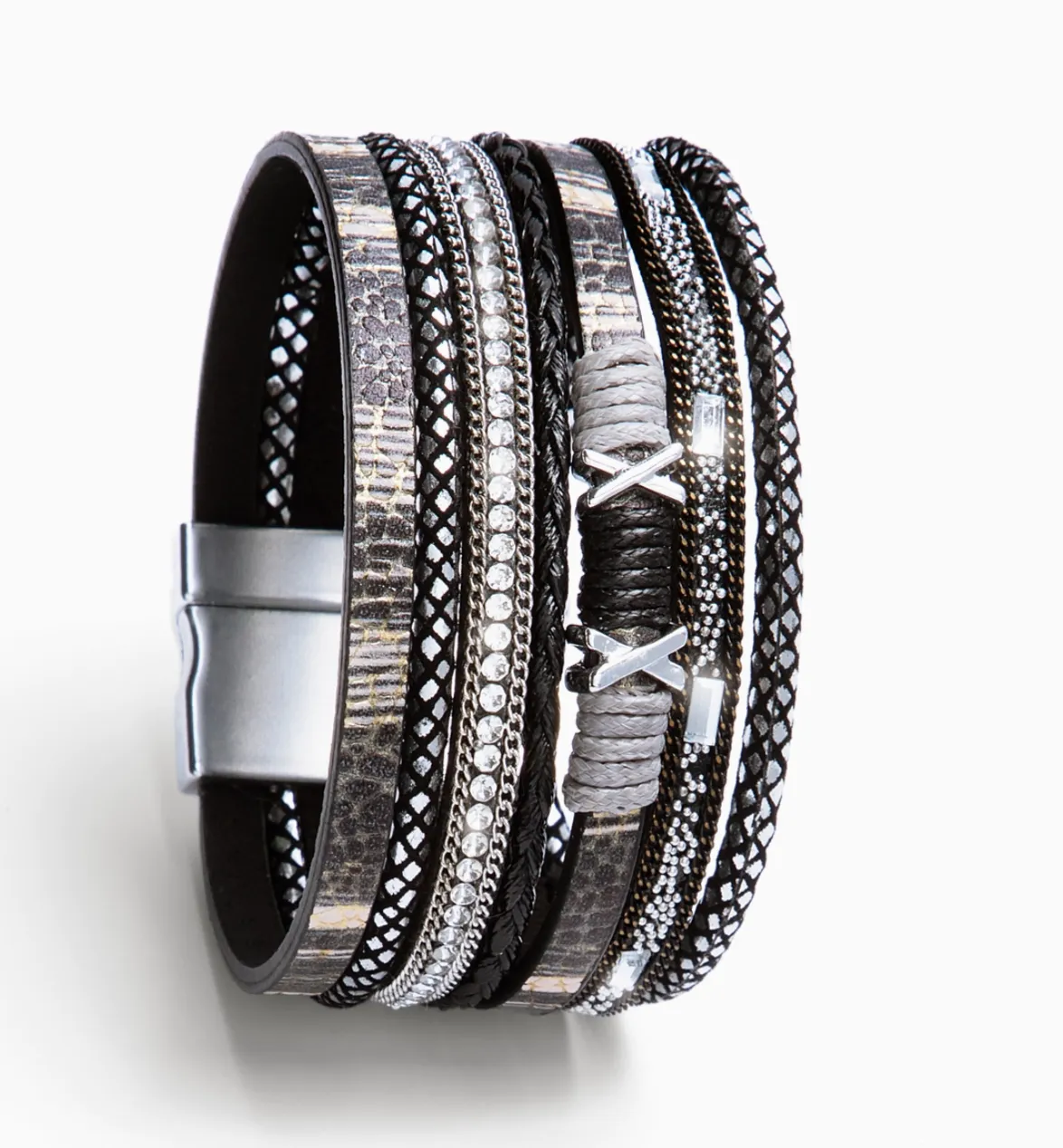 Black Sweet Sands Multi Strand Leather Bracelet