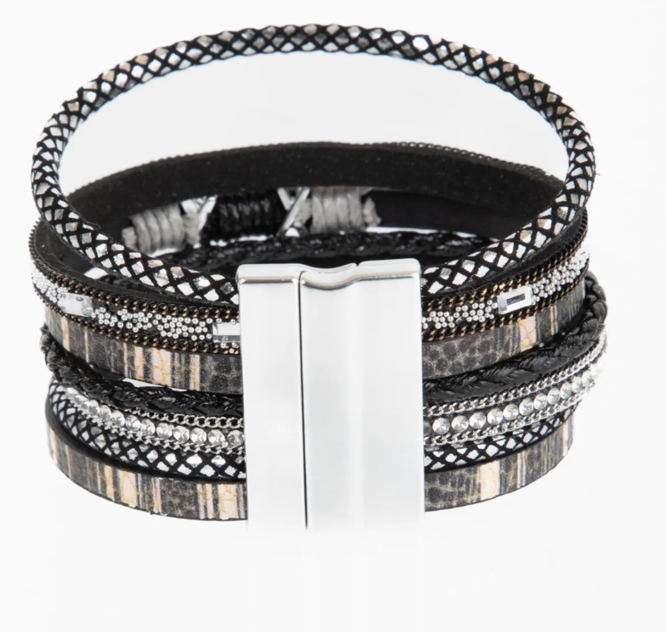 Black Sweet Sands Multi Strand Leather Bracelet