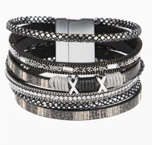 Black Sweet Sands Multi Strand Leather Bracelet
