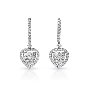 Brea 1 Carat Round Brilliant Cut Diamond Drop Earrings in 18k White Gold