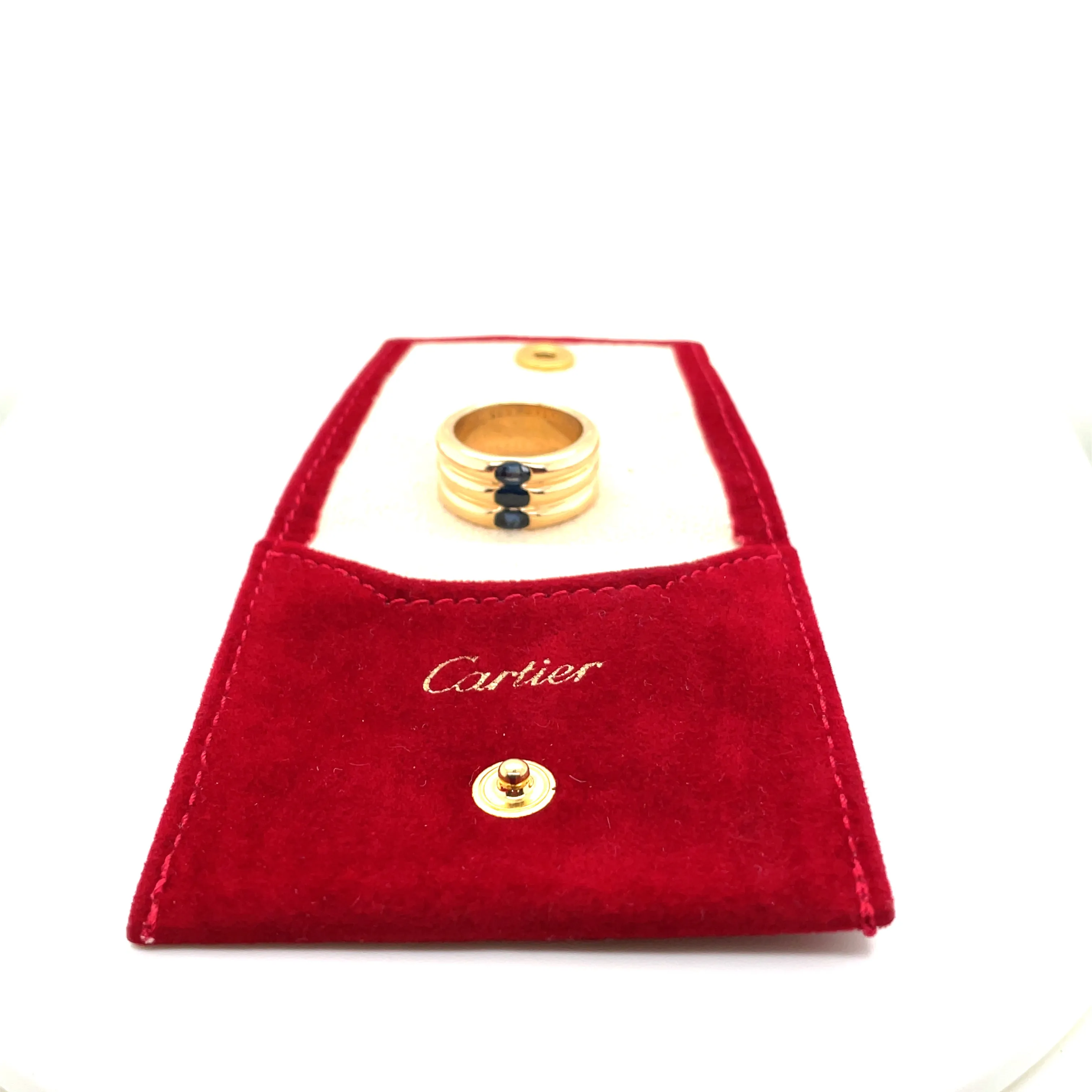 Cartier Ellipse Sapphire Yellow Gold Triple Stack Band Ring