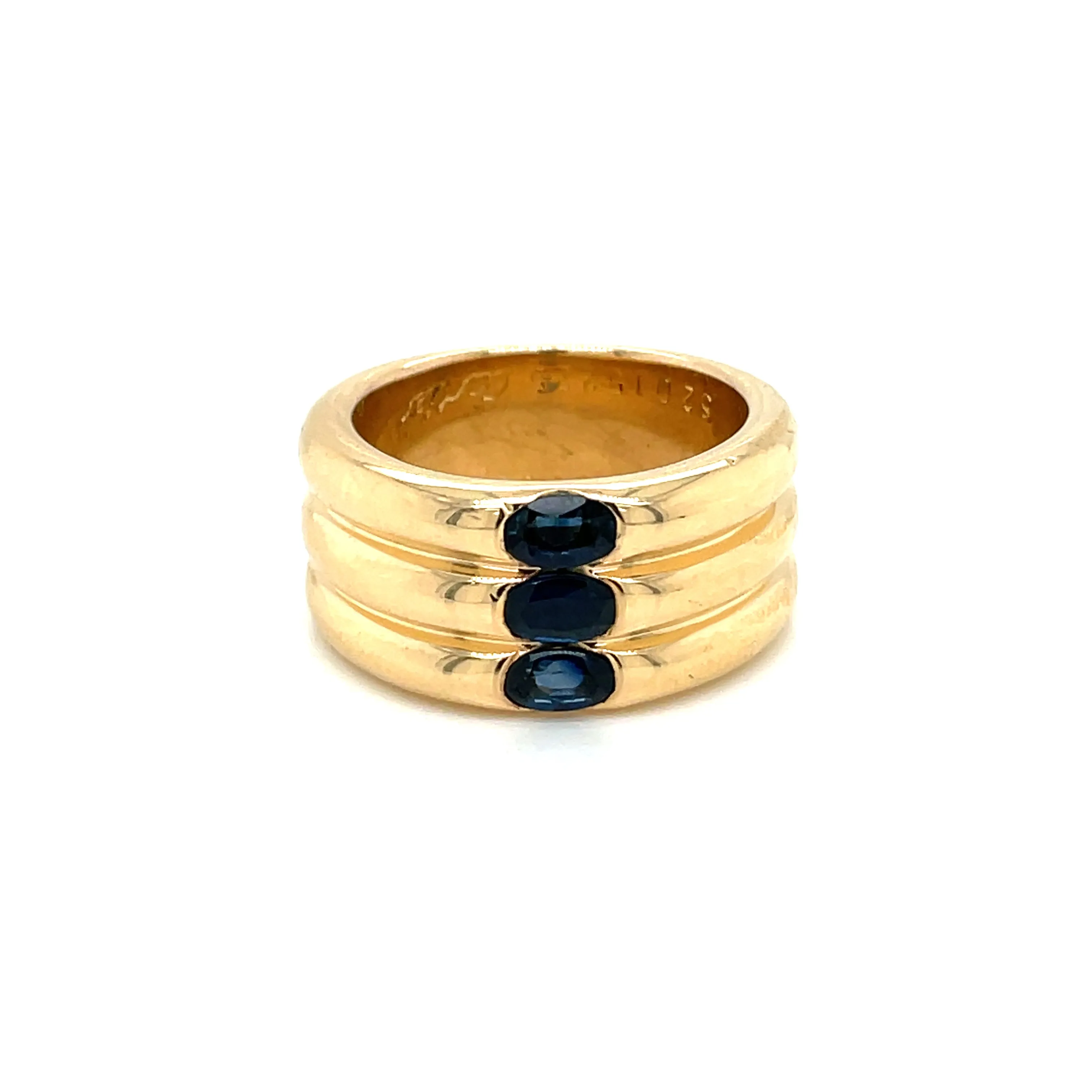 Cartier Ellipse Sapphire Yellow Gold Triple Stack Band Ring