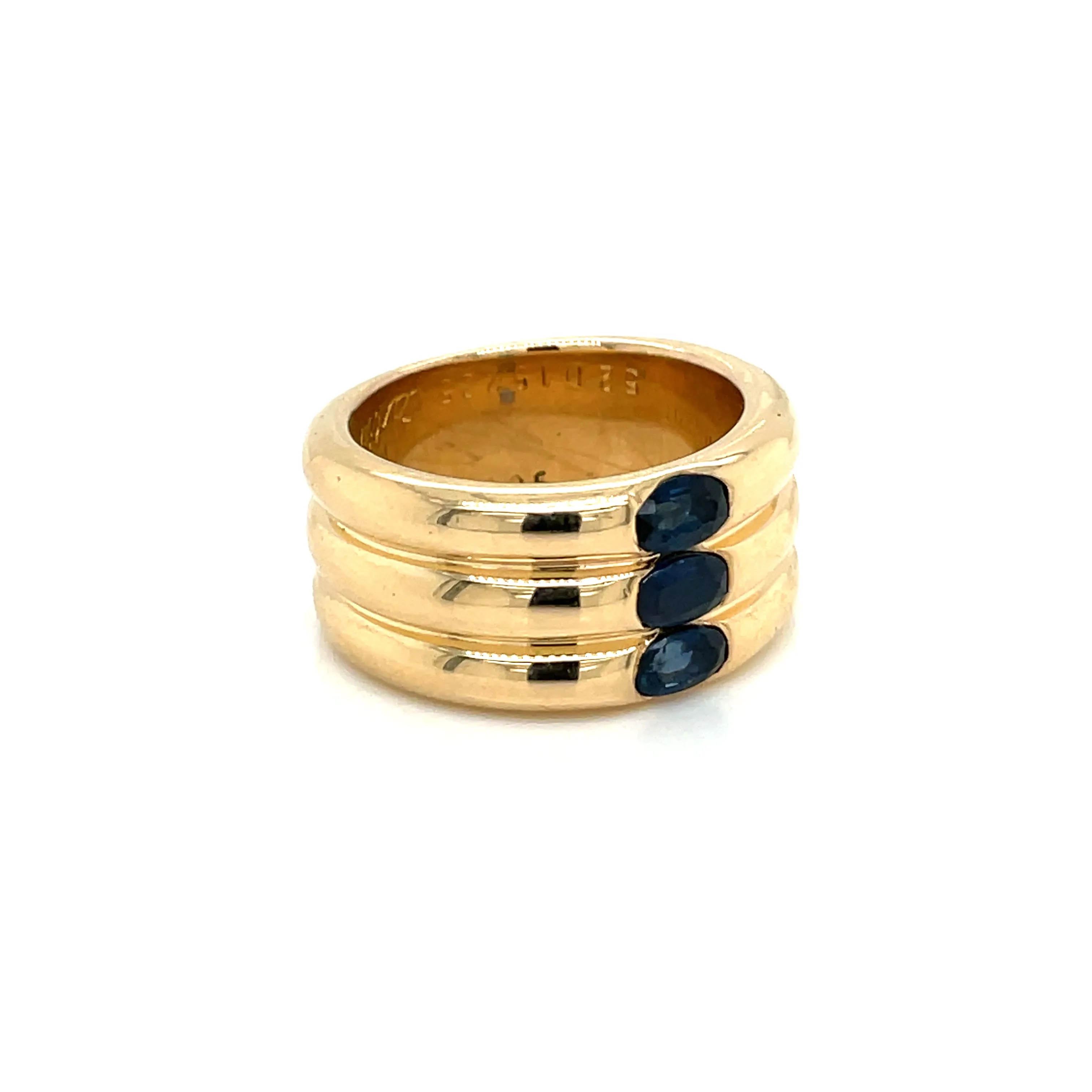 Cartier Ellipse Sapphire Yellow Gold Triple Stack Band Ring