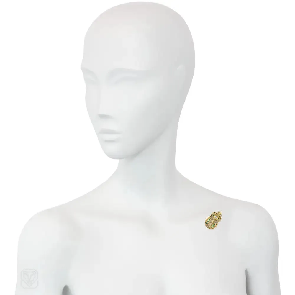 Convertible Second Empire Egyptian Revival scarab brooch-pendant