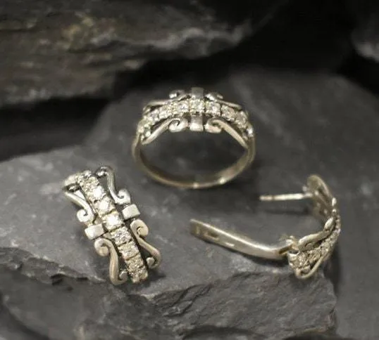 Crown Diamond Earrings - Sparkly Tiara Earrings, Long Diamond Earrings