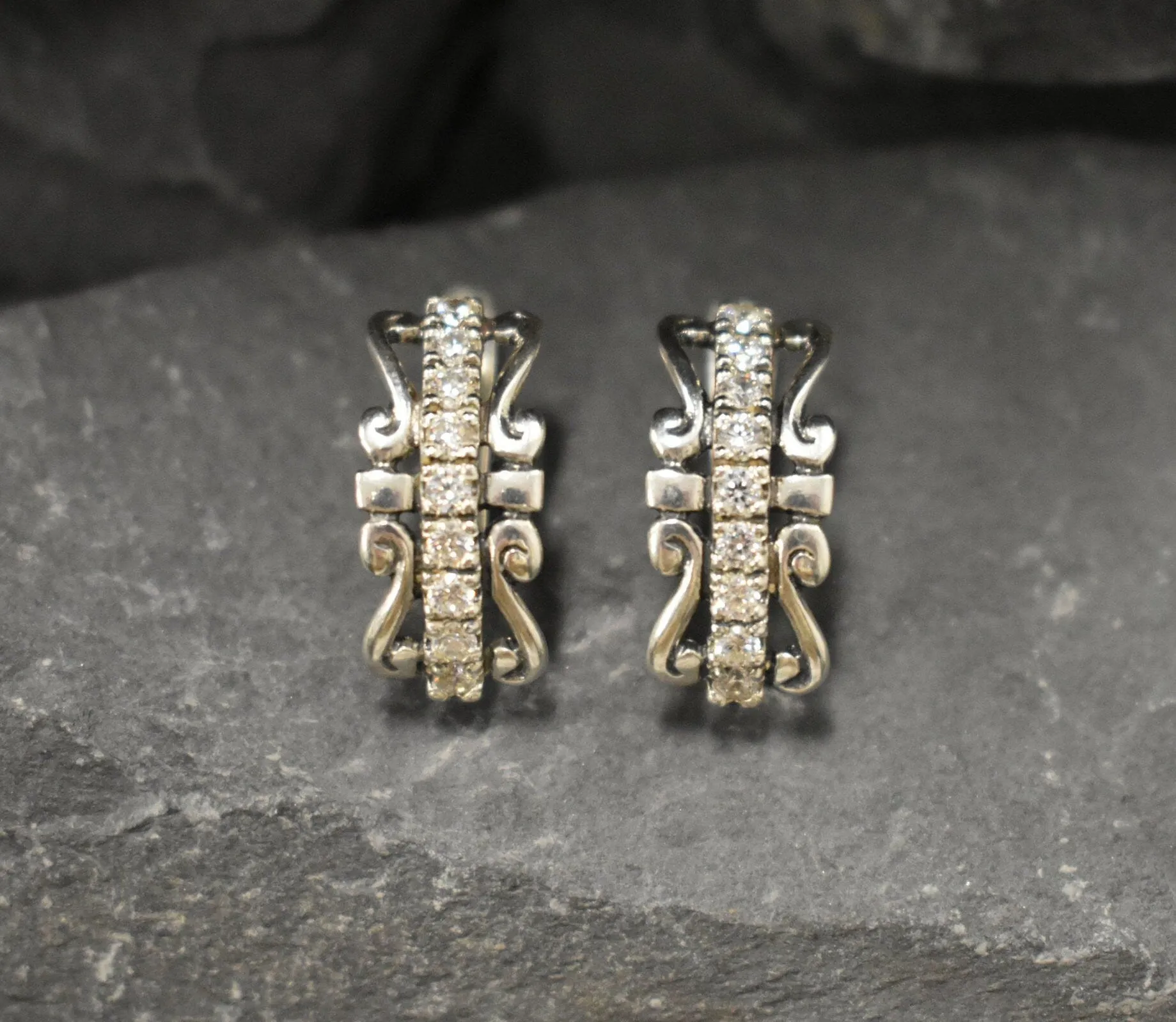 Crown Diamond Earrings - Sparkly Tiara Earrings, Long Diamond Earrings