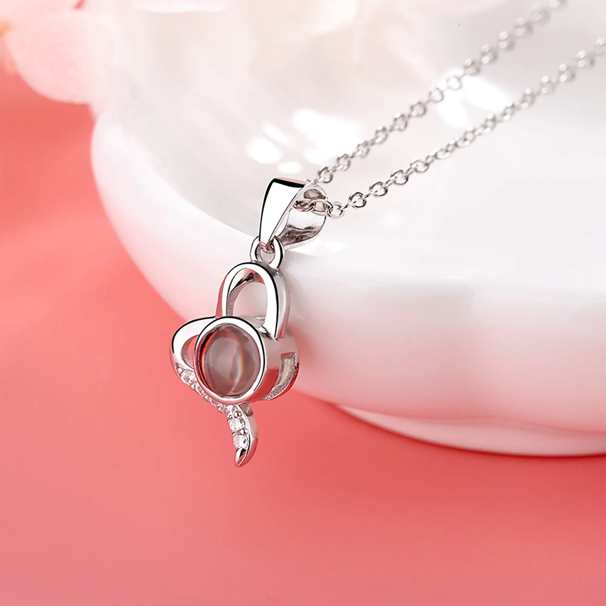 Custom Irregular Heart Pendant Personalized Photo Name Creative Gift Projection Necklace