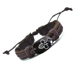 Customized Lovely Bee Leather Bracelet