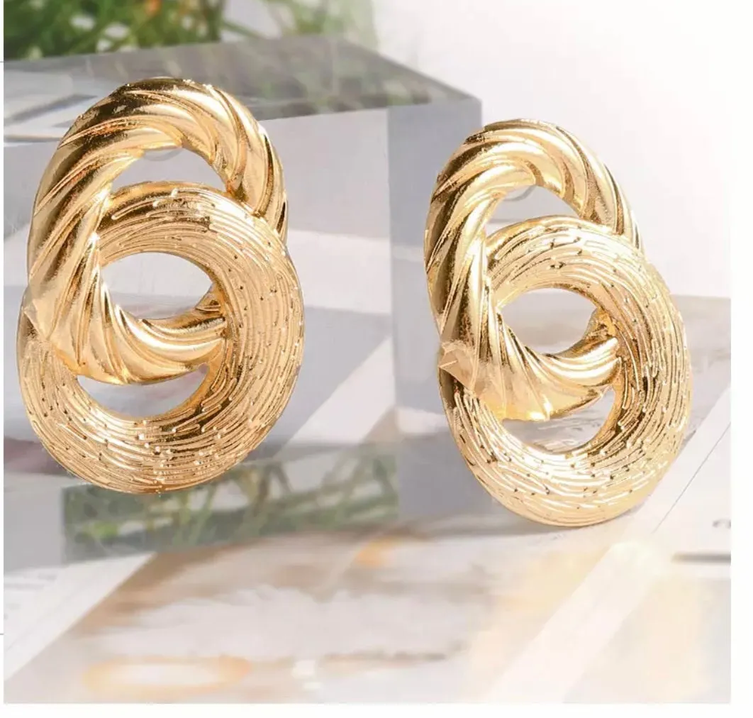 Double Circle Stud Earrings, Statement Earrings, Big Bold Earrings, Chunky Hoops, Interlocking Earrings| Valentines Day Gift for Her