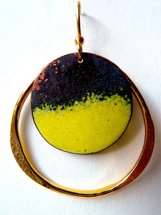 Earrings Medium Hoop Yellow Enamel By Sibilia
