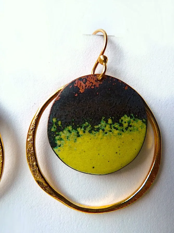 Earrings Medium Hoop Yellow Enamel By Sibilia