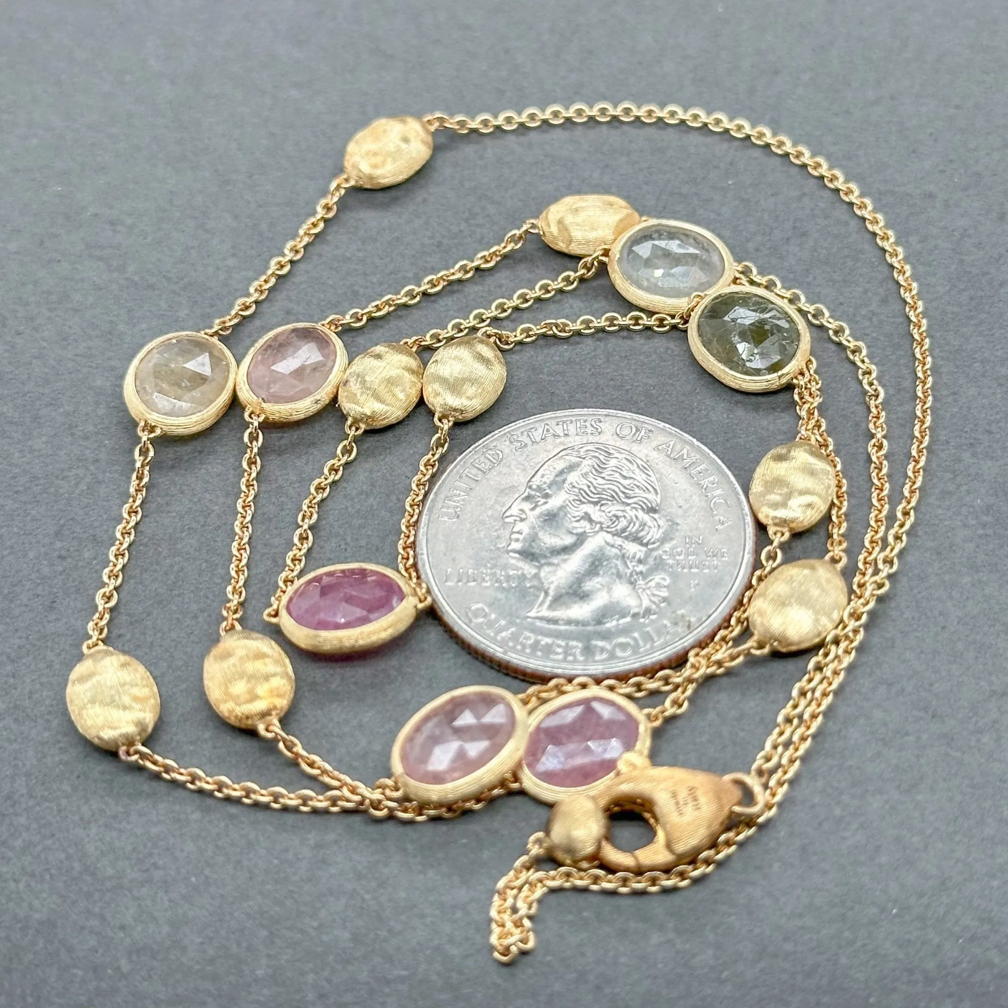 Estate Bicego 18K Y Gold Mutligem Necklace
