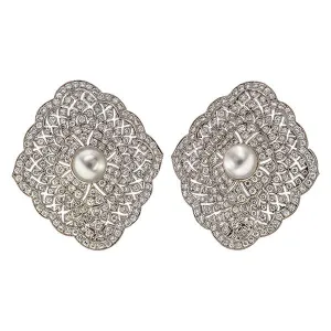 Estate Filigree Pearl & Diamond Earrings