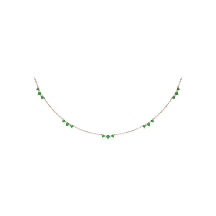 Five Stone Emerald and Diamond Station Necklace