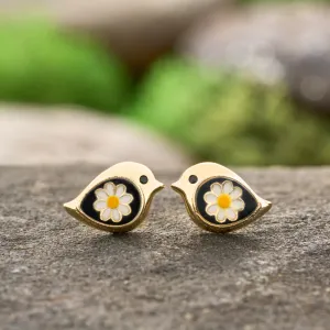 Gold Daisy Birdie Studs - Dainty